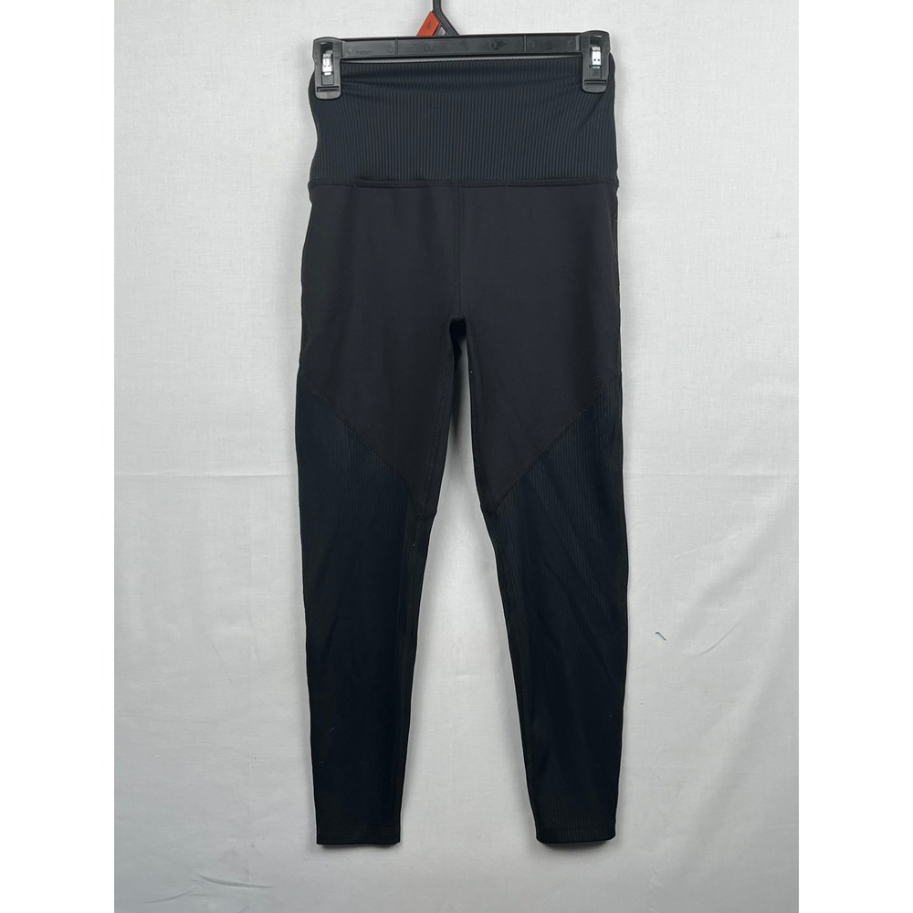 Beyond Yoga Leggings Womens Small High Waisted Ribbed Panel Black Made in USA